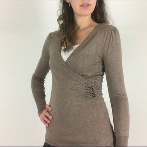 BCBG brown jeweled sweater. Size M